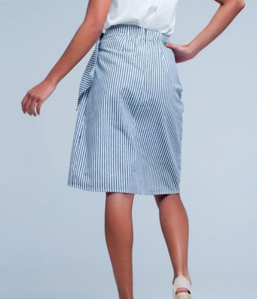 Stripes and tie midi skirt - Picture 4 of 4